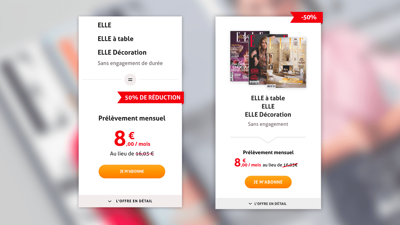 Visuel présentant 2 versions d'une même page sur mobile dans le cadre de tests AB