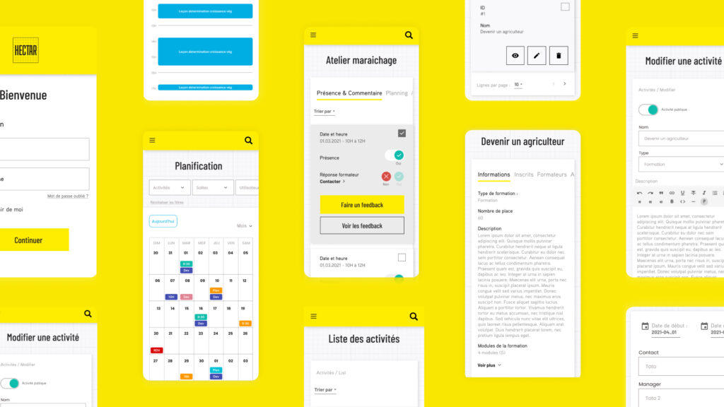 écrans après la refonte en design UX UI par UNAMI